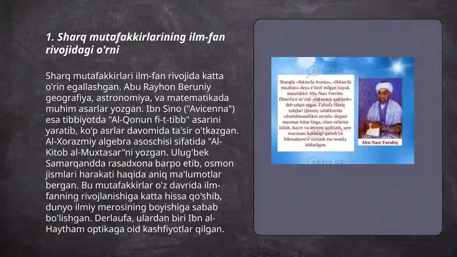 Fanlarni oʻqitilishi jarayonida sharq mutafakkirlari me'rosidan foydalanish 3