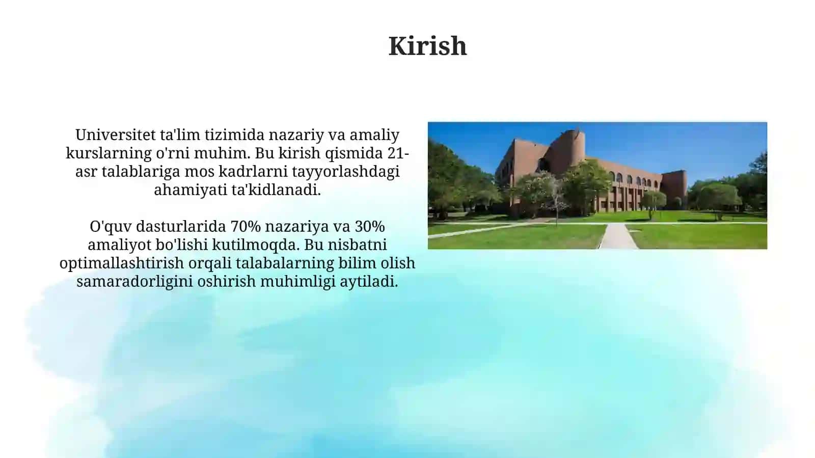Universitet oʻqitish tizimidagi nazariy va amaliy kurslar 3