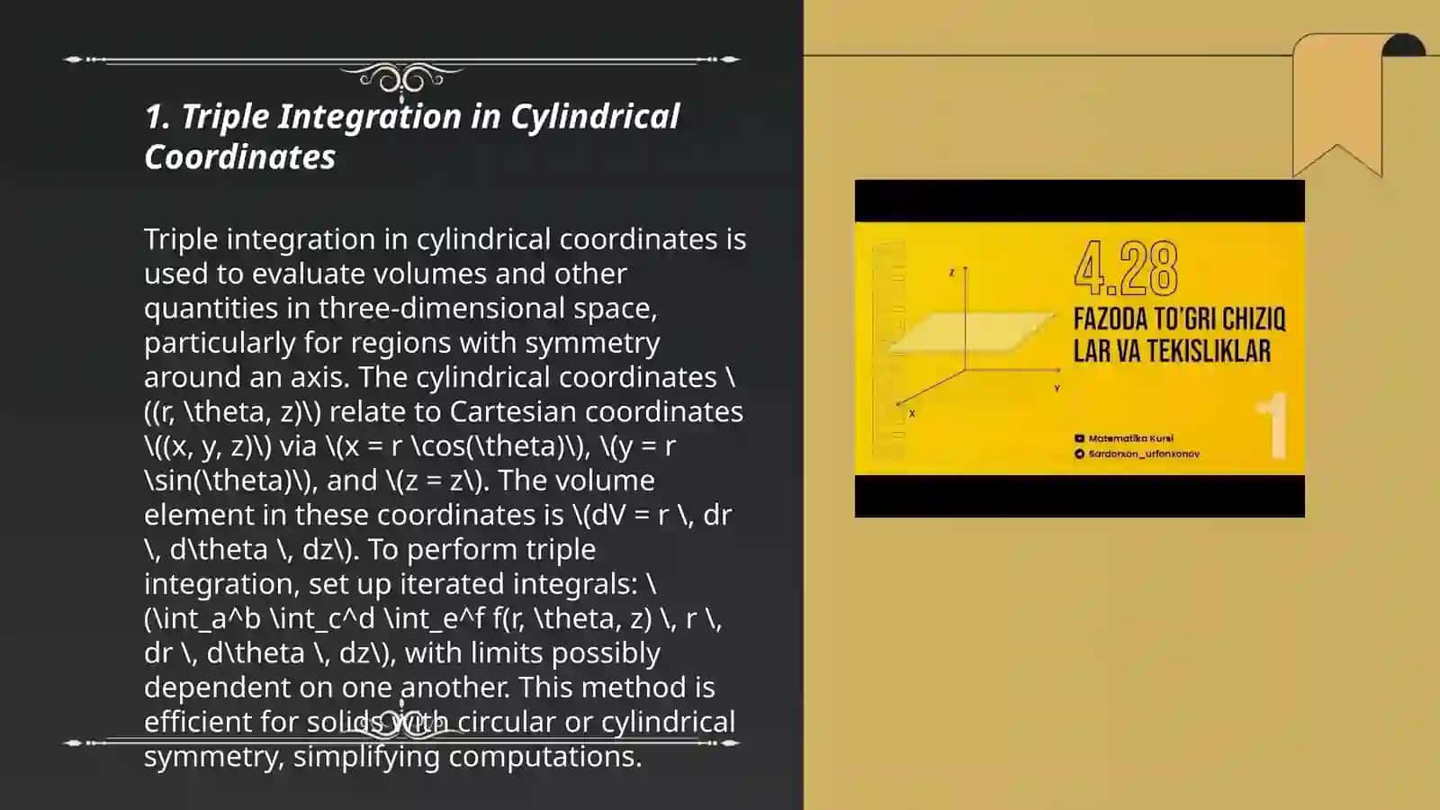 "Triple Integration in Cylindrical Coordinates" 3