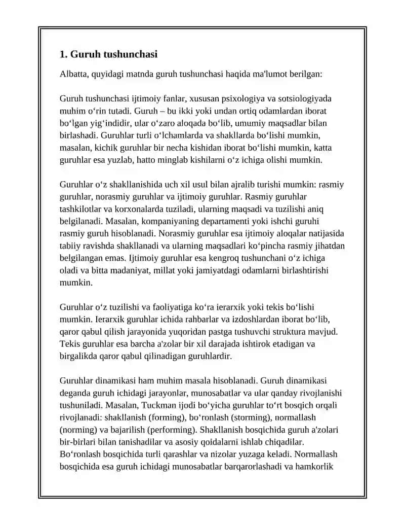 ISHCI GURUH VA JAMOA TUSHUNCHALARI.ULARNING OʻZARO FARQLARI.JAMOA ISHINING AFZALLIKLARI VA UNING OMILLARI 3