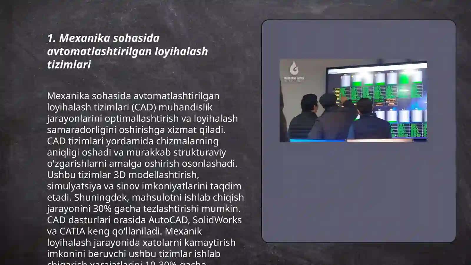 Mexanika sohasida avtomatlashtirilgan loyihalash tizimlari 3