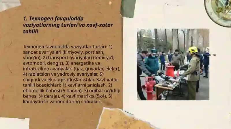 Texnogen xususiyatli favqulodda vaziyatlarda aholi va hududlarni muhofaza qilish. 3