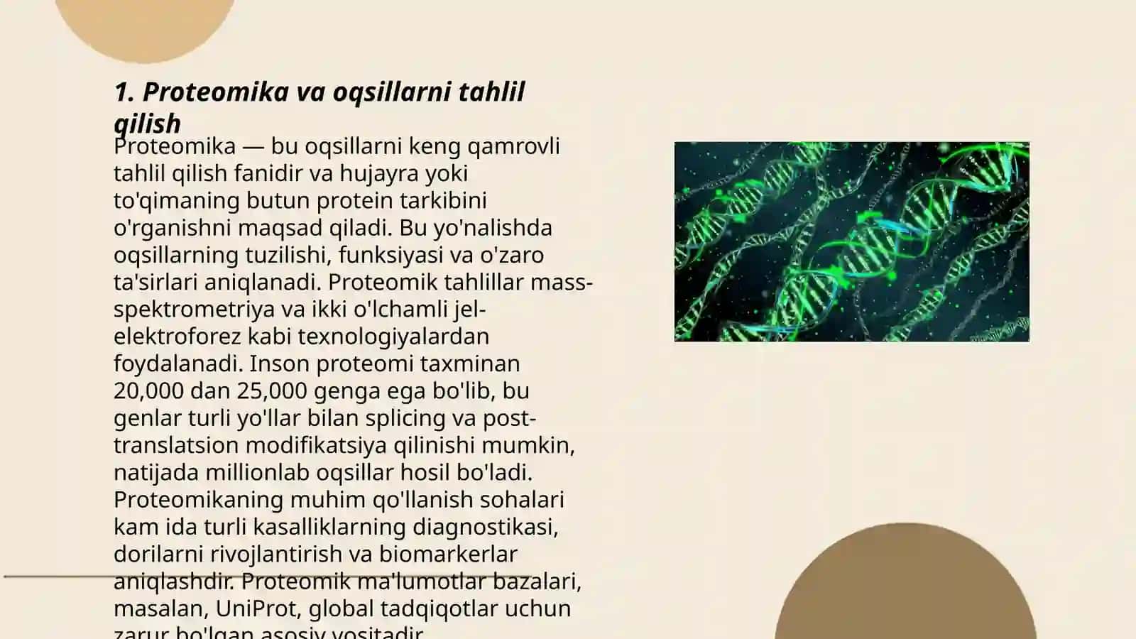 Proteomika va oqsillarni tahlil qilish 3