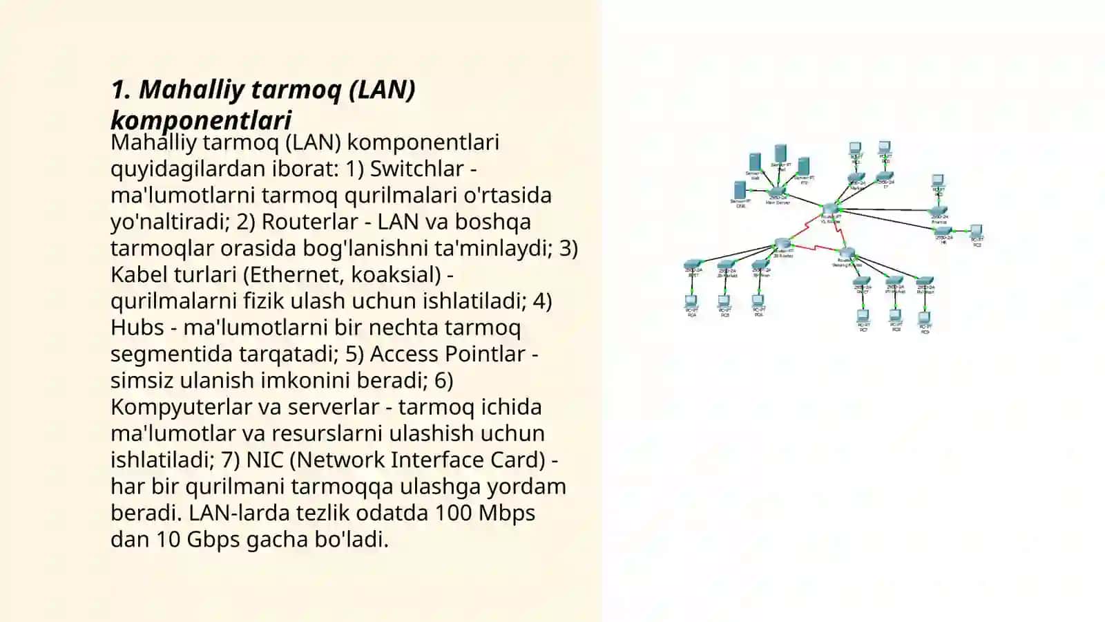 Tarmoq komponentlari. Local va global tarmoq 3