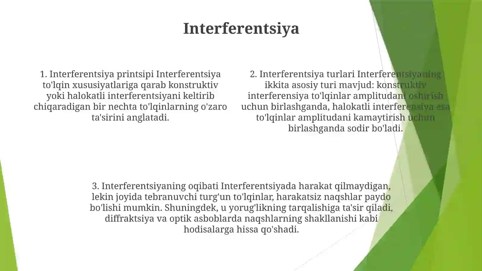 Yorug'LikningTo‘LqinXususiyatlari 3