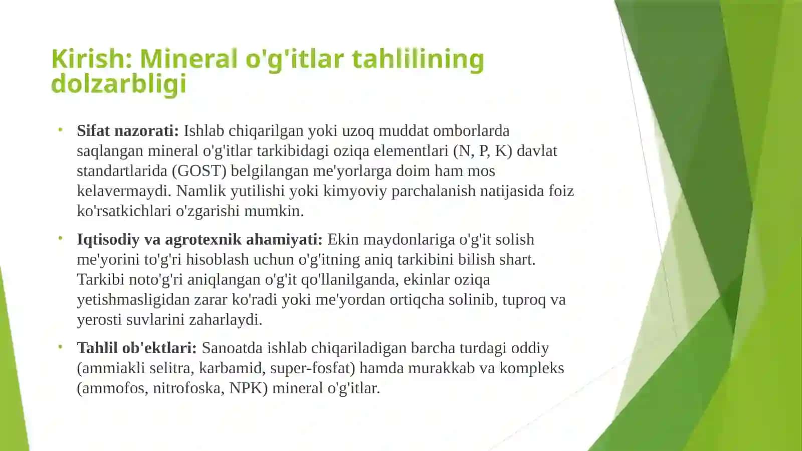 Mineral o’g’itlar tarkibidagi oziqa elementlarini aniqlash 3