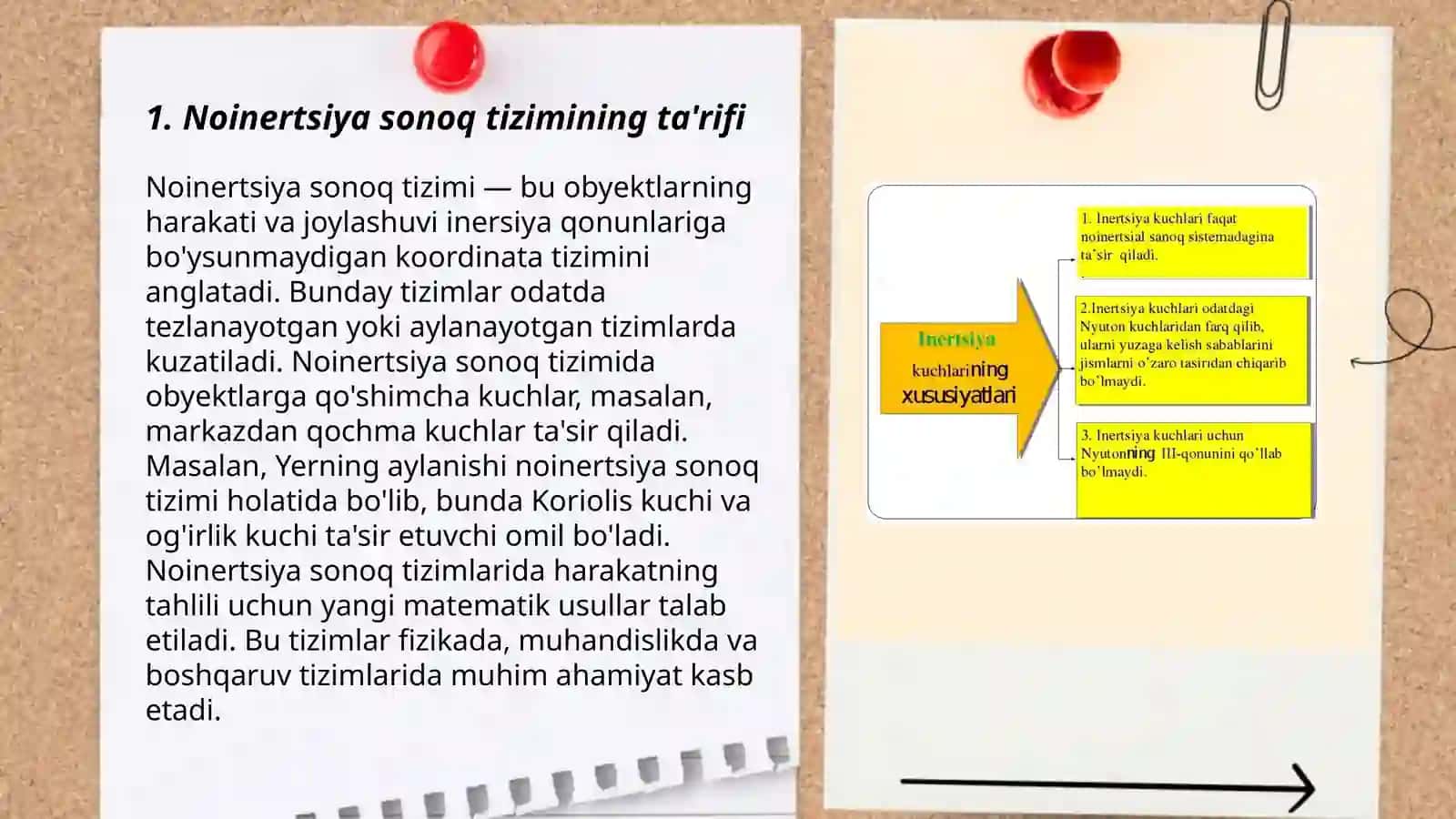 Noinertsiya sanoq sistemalaridagi harakat 3