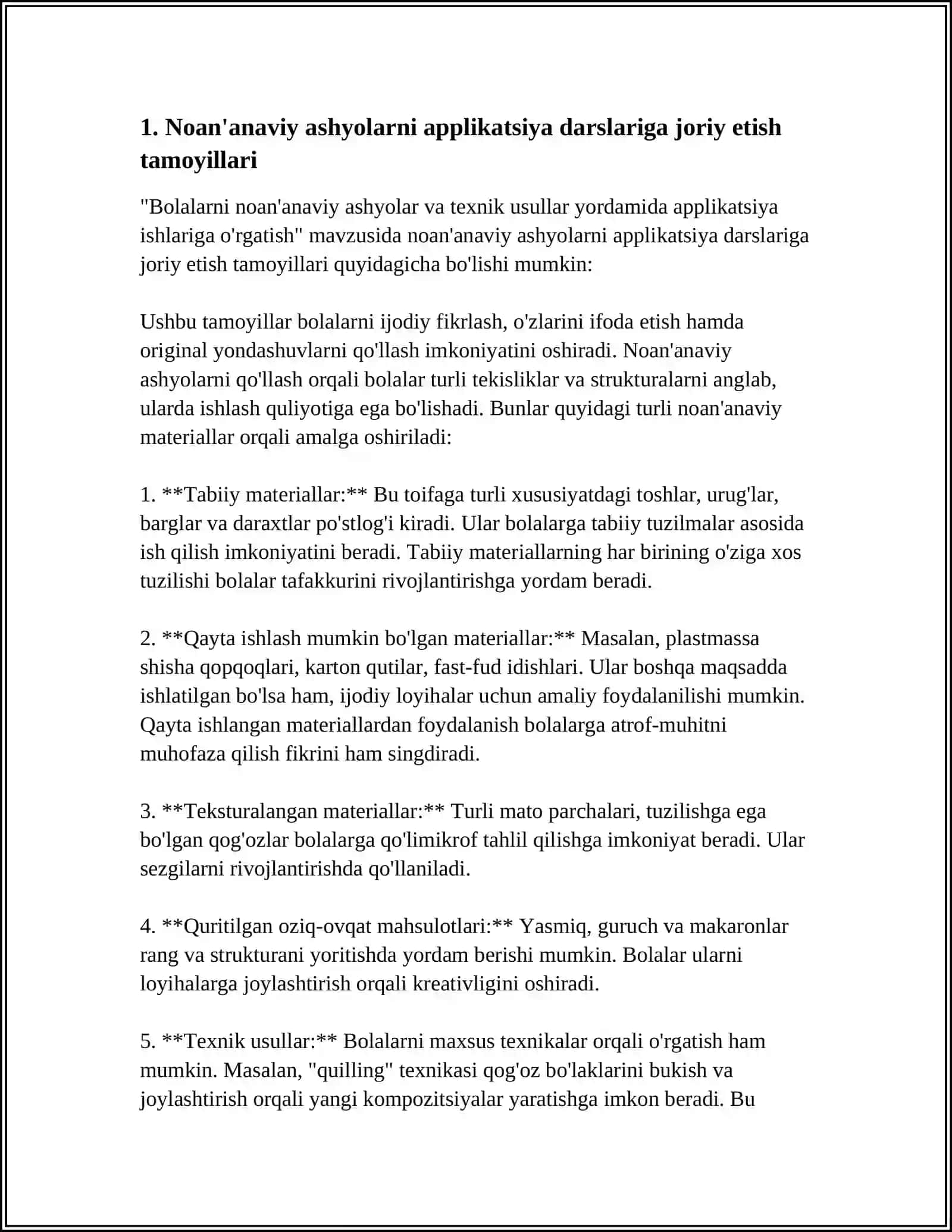 "BOLALARNI NOAN'ANAVIY ASHYOLAR VA TEXNIK USULLAR YORDAMIDA APPLIKATSIYA ISHLARIGA O'RGATISH" 3