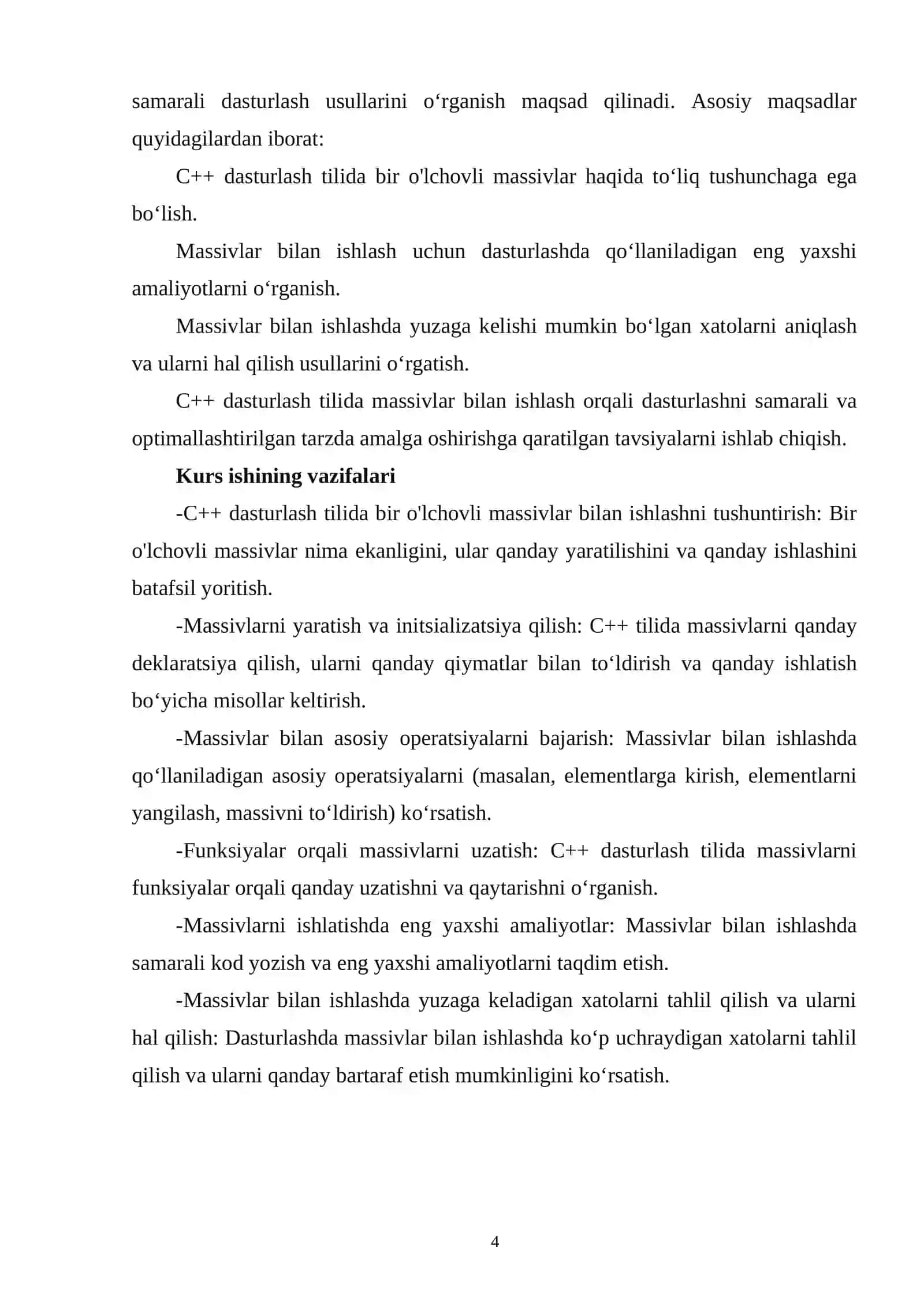 C++DA TILIDA BIR O'LCHOVLI MASSIVLAR VA ULAR BILAN ISHLASH 3