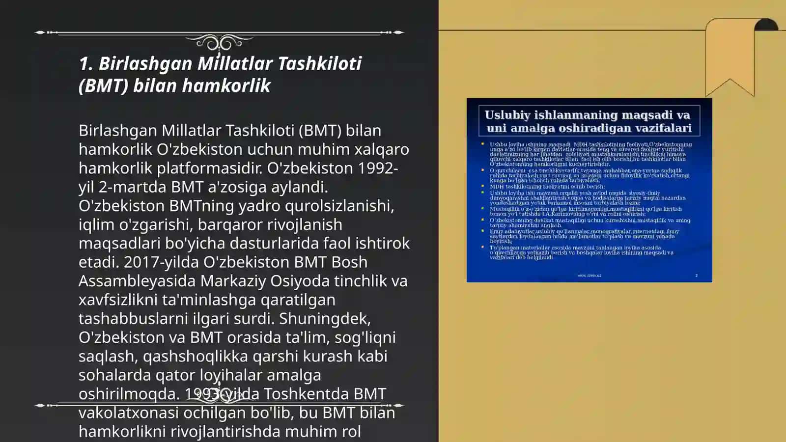 Birlashgan Millatlar Tashkiloti (BMT) bilan hamkorlik 3