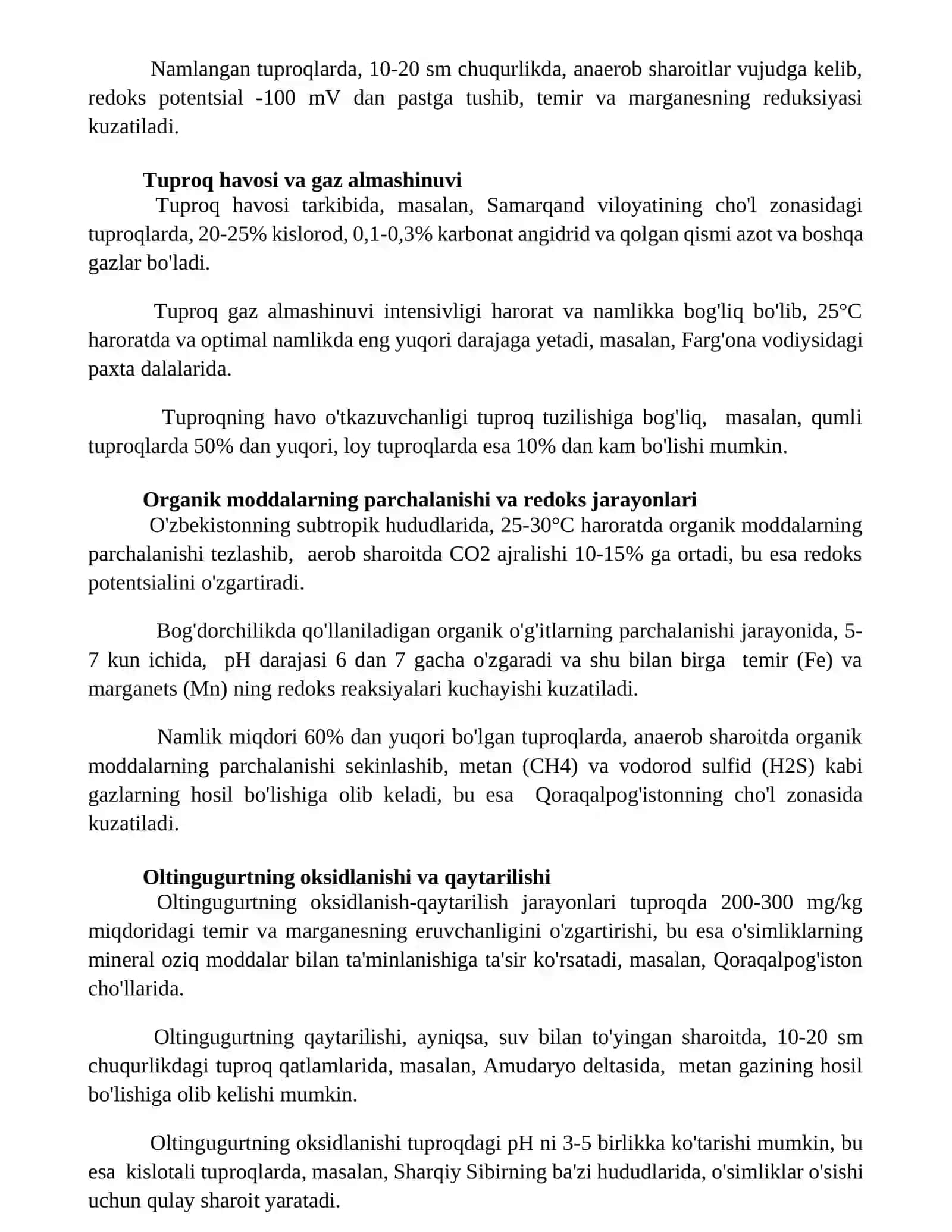 Тупроқ эритмаси ва тупроқдаги окисли-қайтарилиш жараёнлари 3