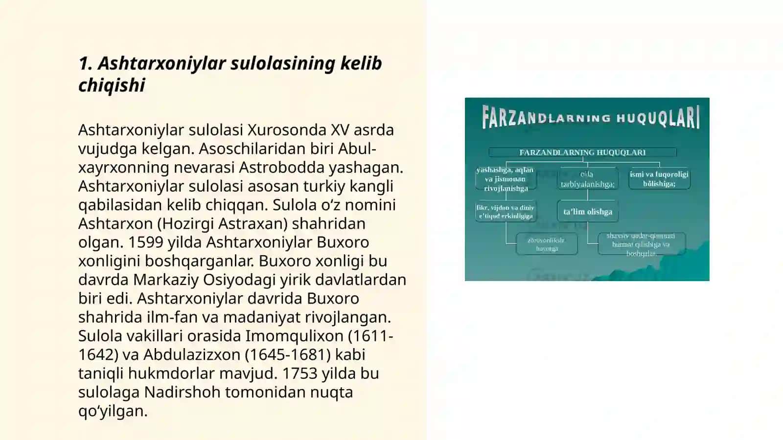 Ashtarxoniylar sulolasi vakillarining davlat boshqaruv faoliyatidagi asosiy jihatlari 3