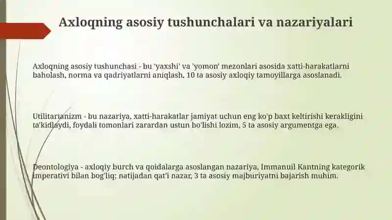 Axloqning asosiy tushunchalari va nazariyalari 3
