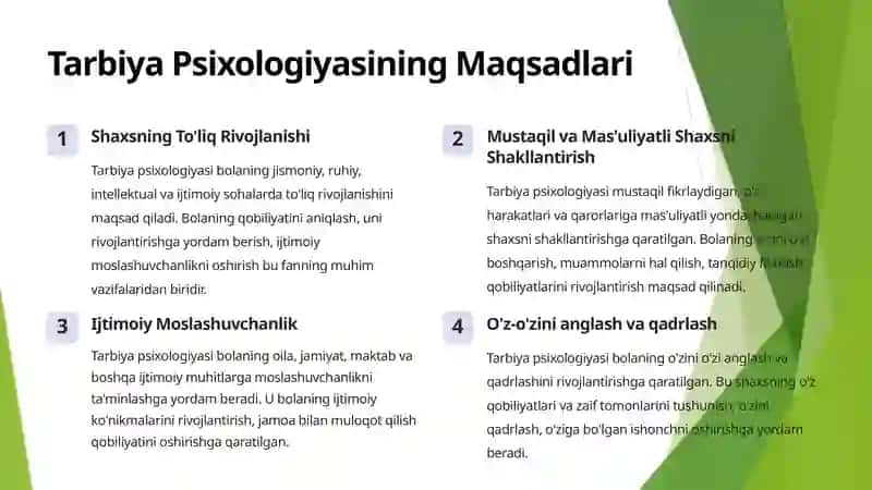 Tarbiya Psixologiyasi: Maqsad, Vositalar va Metodlari 3