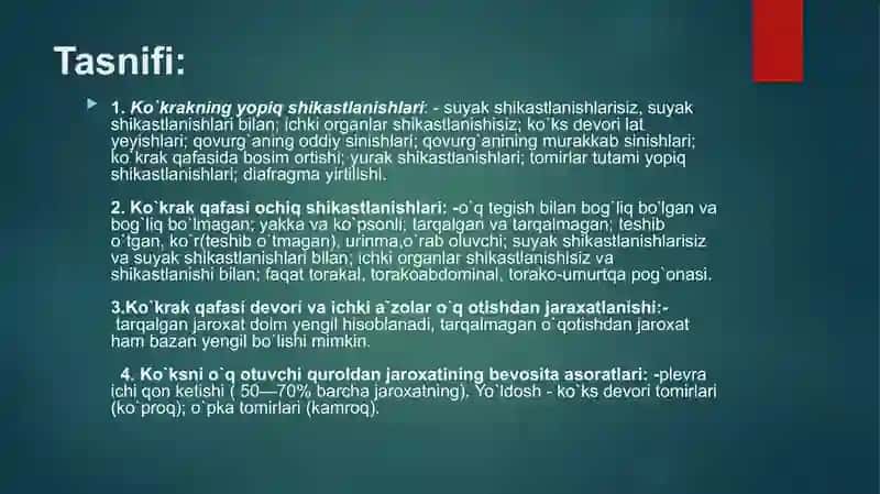 Ko’krak qafasi, qorin bo’shlig’i va kichik tos a’zolar travmasi 3