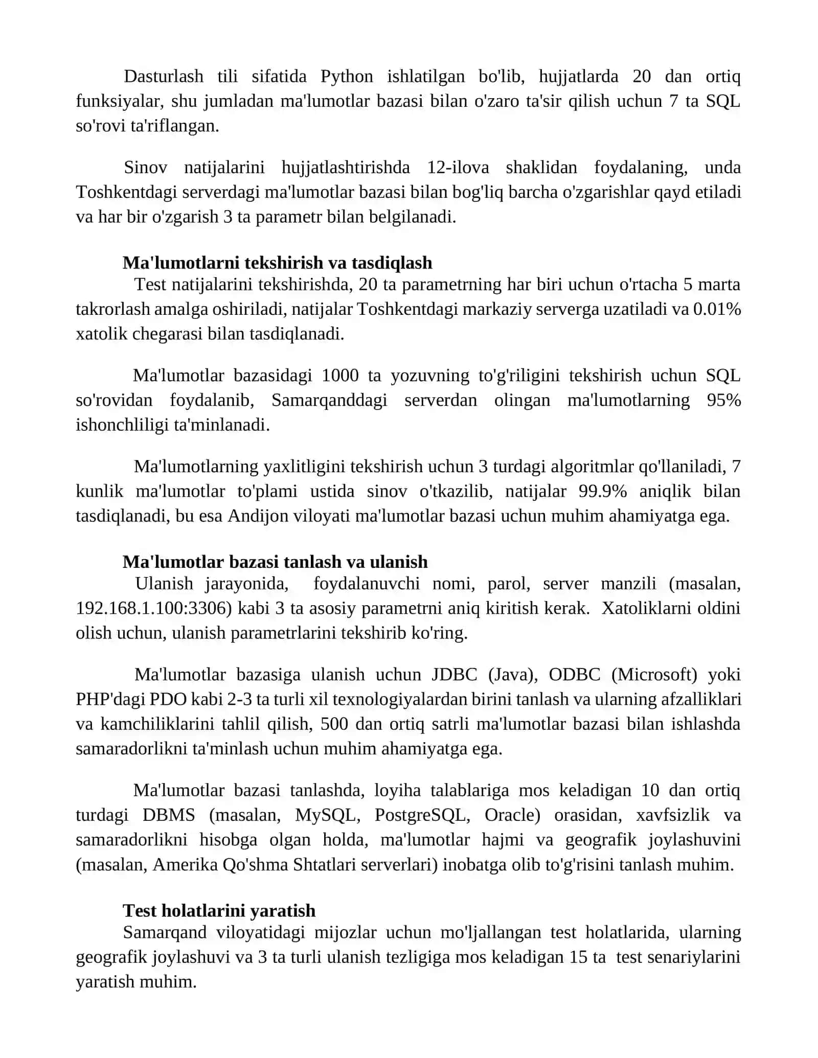 Maʼlumotlar bazasi bilan bogʻlangan test yaratish 3