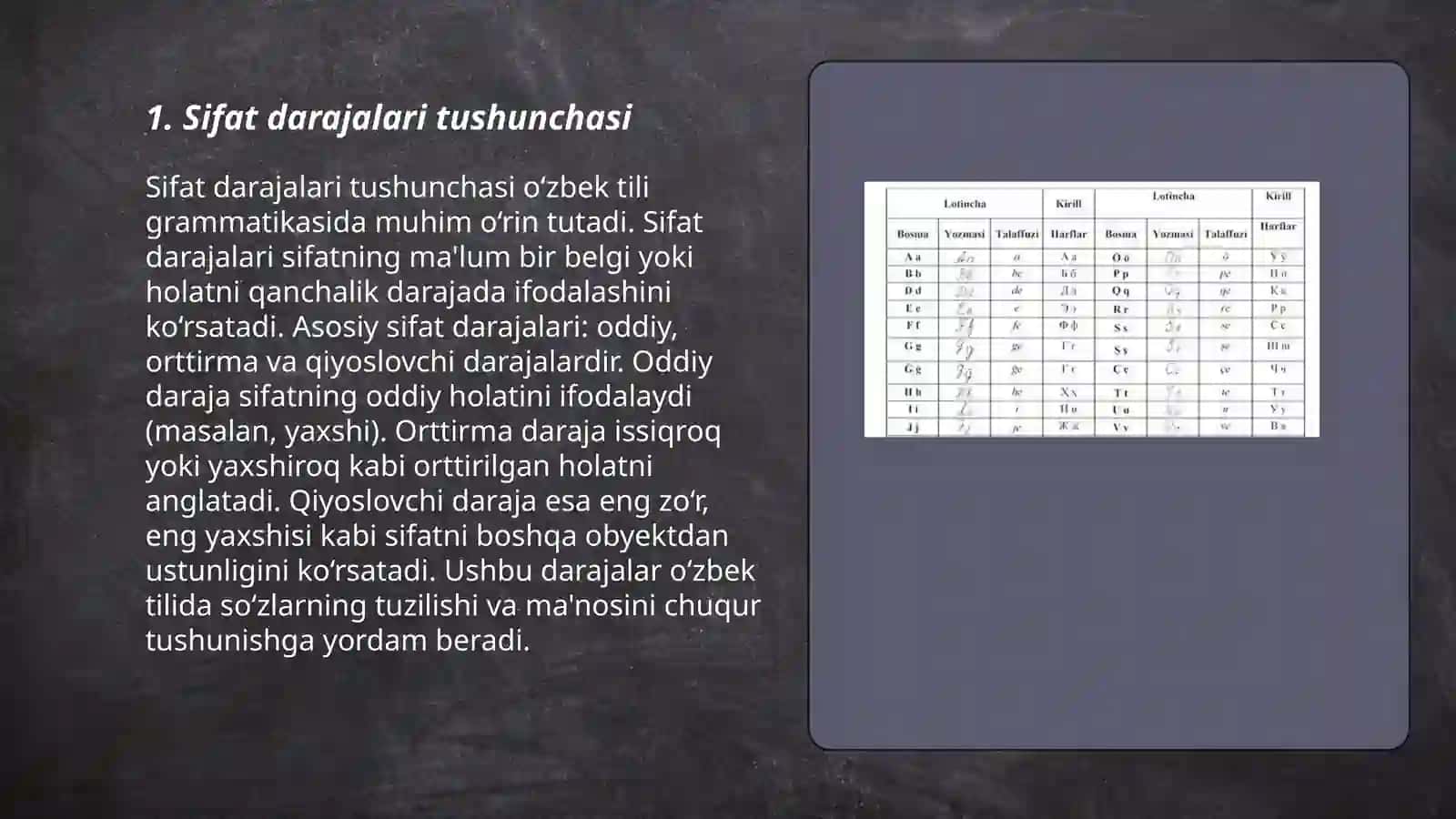 Sifat darajalari. Qiyosiy va orttirma darajadagi sifatlar 3
