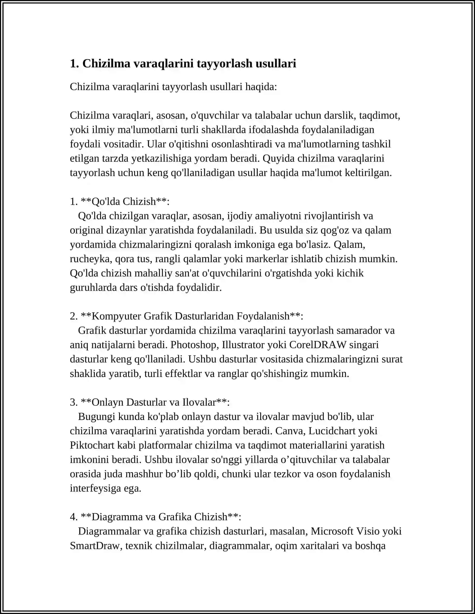 CHIZILMA VARAQLARINI TAYORLASH MASSHTABLAR CHIZILMADAGI SHRIFTLAR CHIZIQLAR YOZILISHI 3