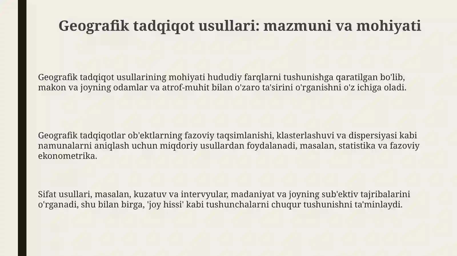 Geografik Tadqiqot Usullari: Mazmun, Mohiyat va Metodologiya 3