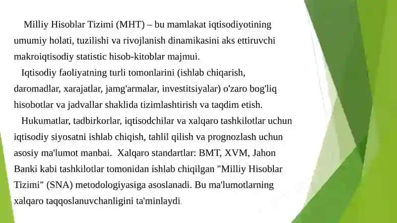 Milliy Hisoblar Tizimi (MHT) 3