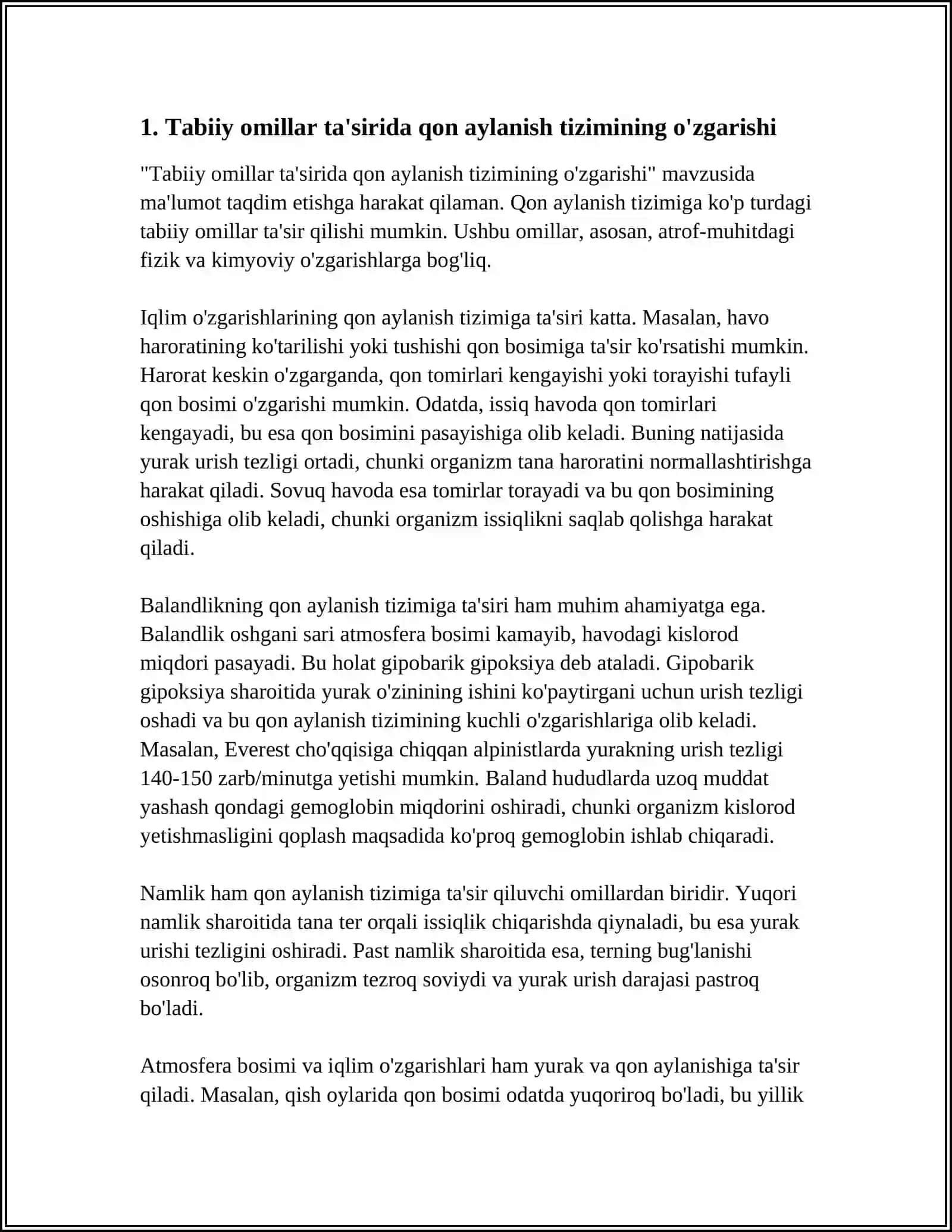TABIIY VA SUN'IY OMILLAR TA'SIRIDA INSON ORGANIZIMIDA SODIR BOʻLADIGAN FIZOLOGIK OʻZGARISHLAR 3