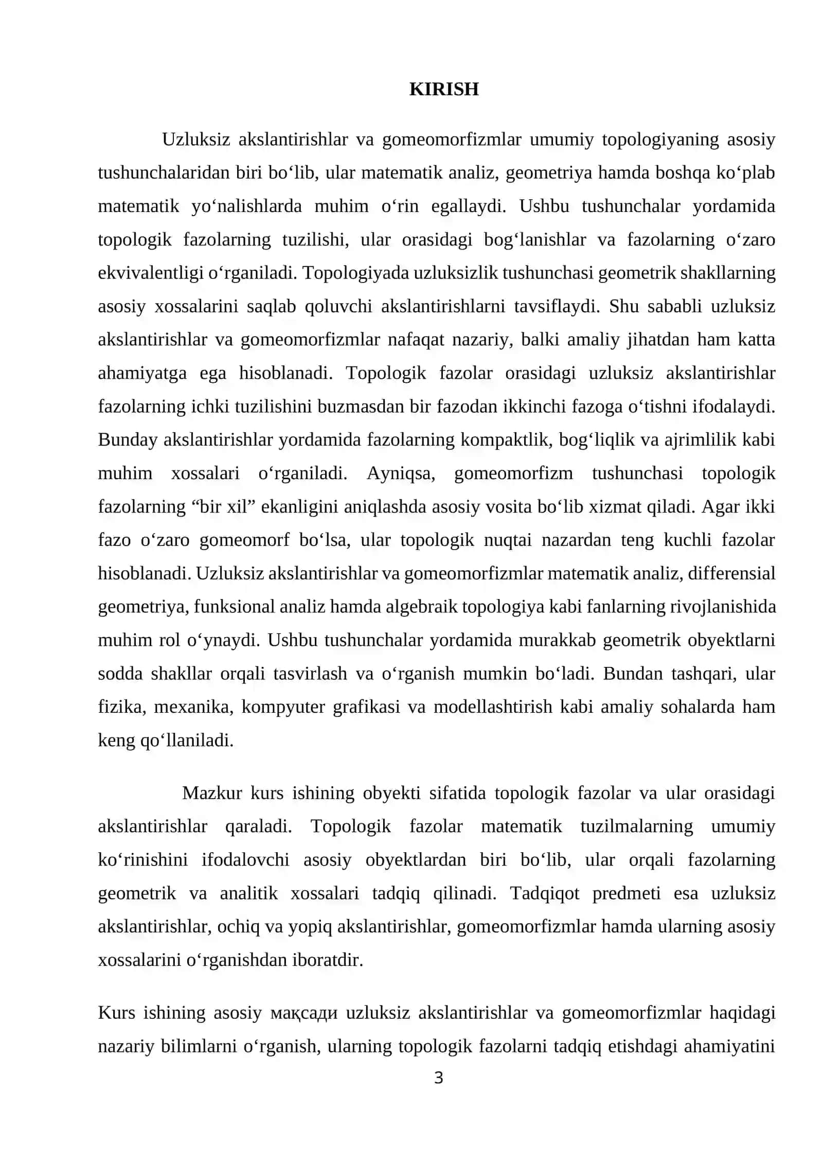 Uzluksiz akslantirishlar va gomeomorfizmlar 3