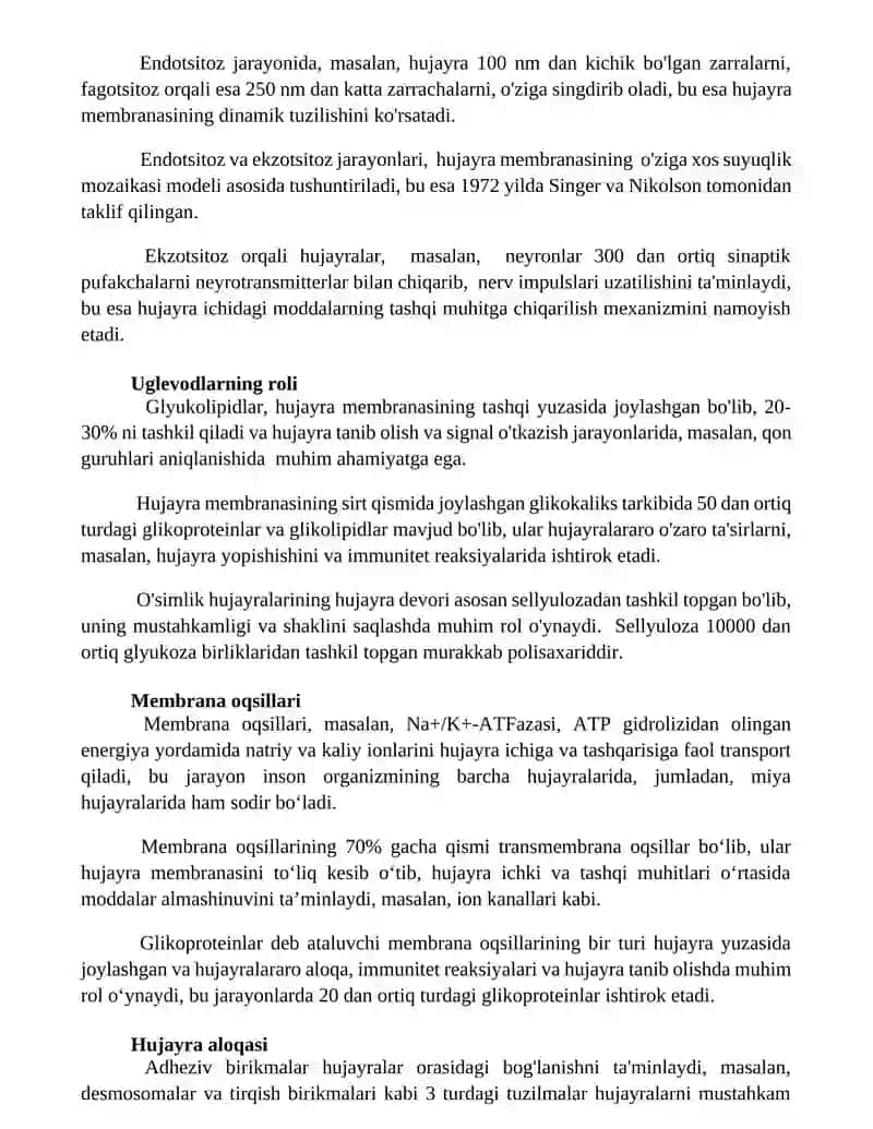 Hujayra membranasining tuzilishi va funksiyasi 3