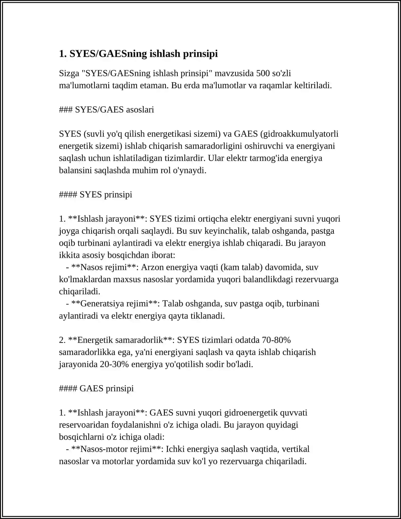 SUV YIG'ISH ELEKTR STANSIYALARI (SYES, GAES) 3