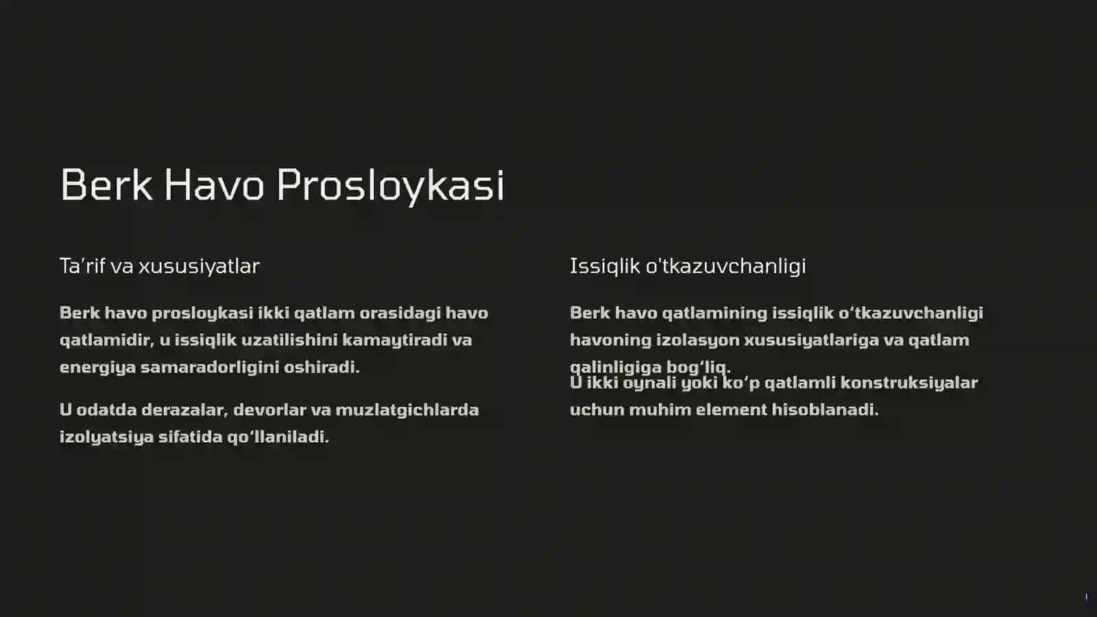 Berk Havo Prosloykasida Issiqlik Ko‘chishi 3