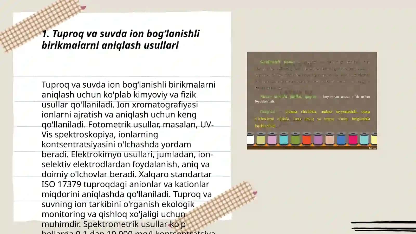 Tuproq va suvda ion bogʻlanishli birikmalarni aniqlash usullari 3