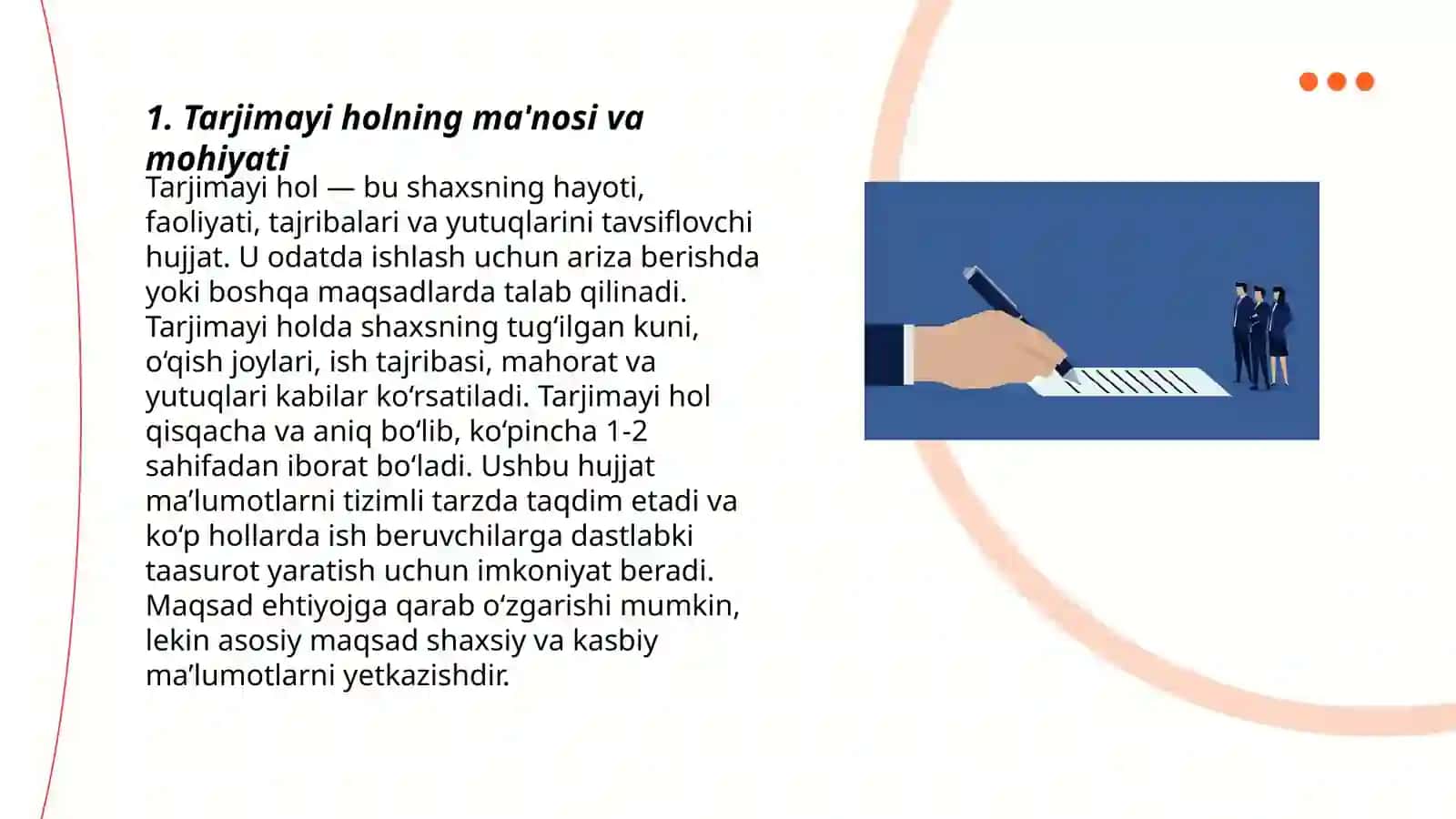 Tarjimayi hol va uning o'ziga xos xususiyatlari 3