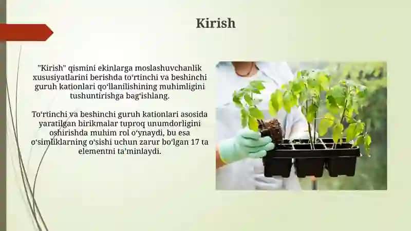 To'rtinchi va beshinchi guruh kationlari birikmalarining qishloq xo'jaligidagi ahamiyati 3