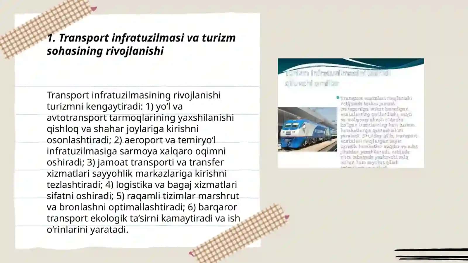 Transport xizmatining turizmga iqtisodiy ta'siri 3