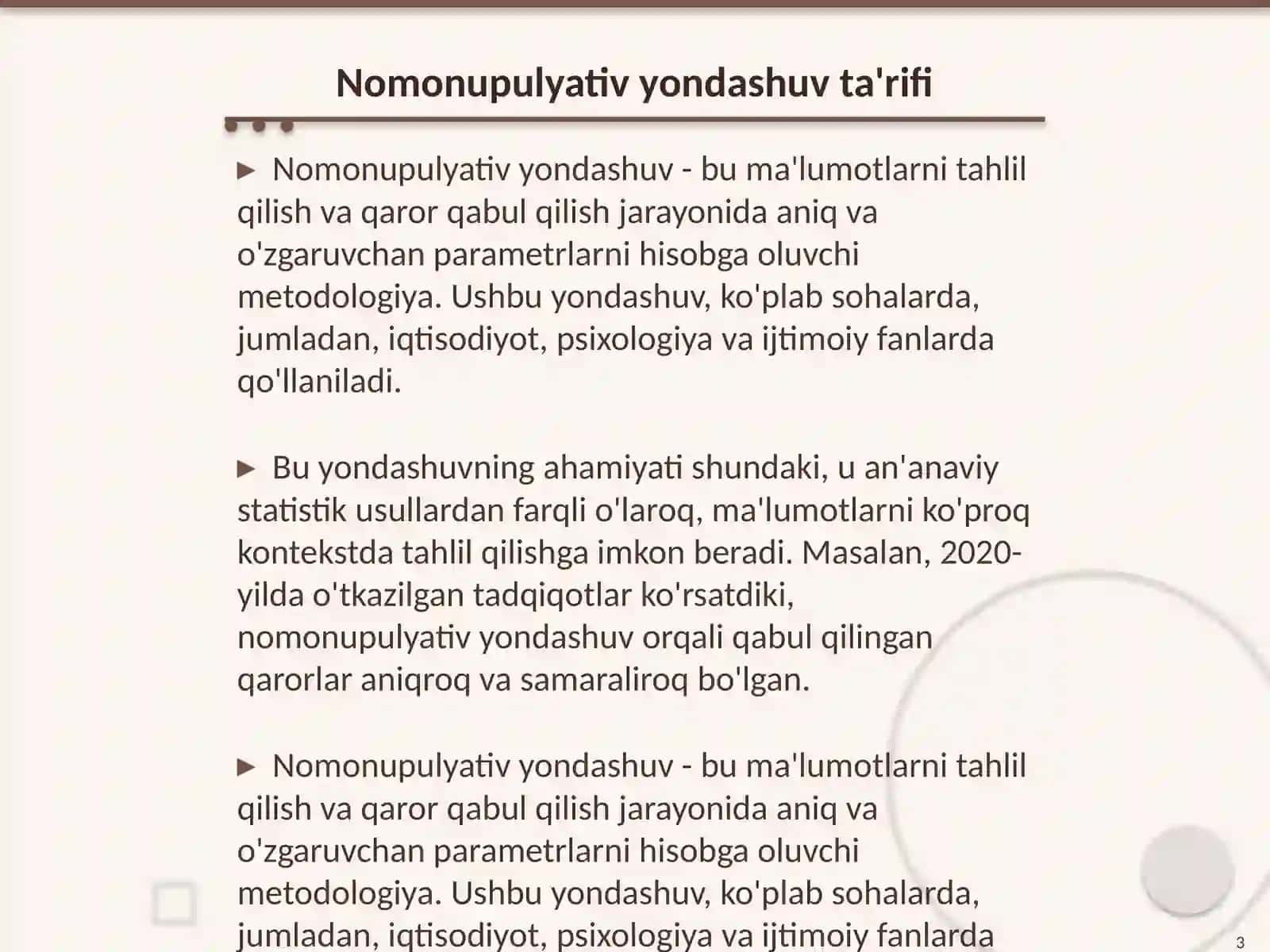 Nomonupulyativ yondashuv 3