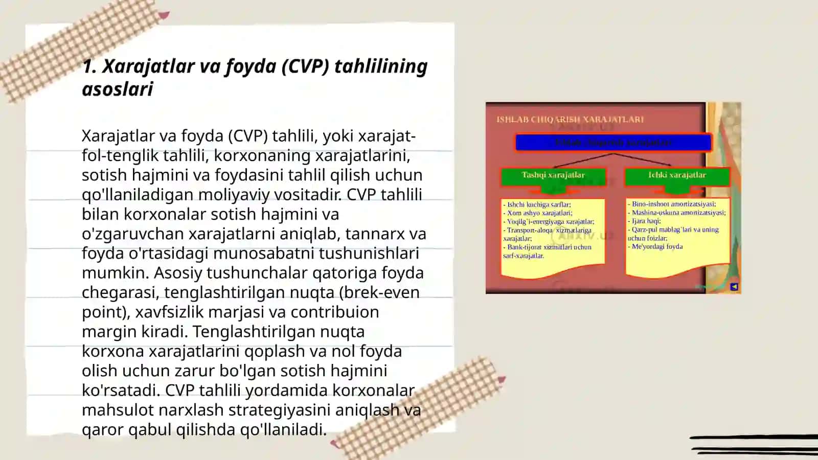 Xarajatlar va foyda hajmini (CVP) tahlili 3