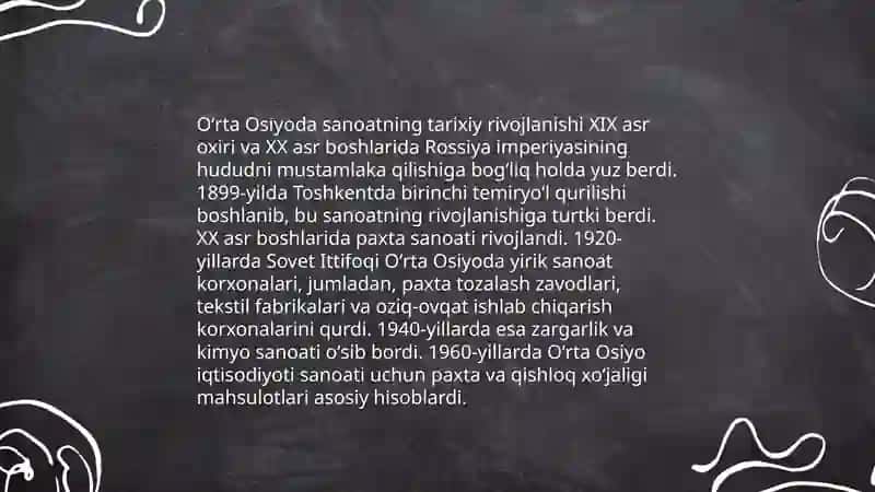 Oʻrta Osiyo sanoat tarmoqlari va hududiy tarkibi 3