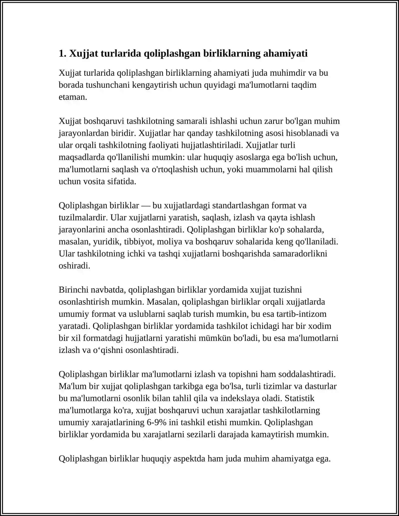 MUSTAQIL ISH Mavzu: XUJJAT TURLARIDA QOLIPLASHGAN TURGʻUNLASHGAN BIRLIKLARNING ISHLATILISHI 3