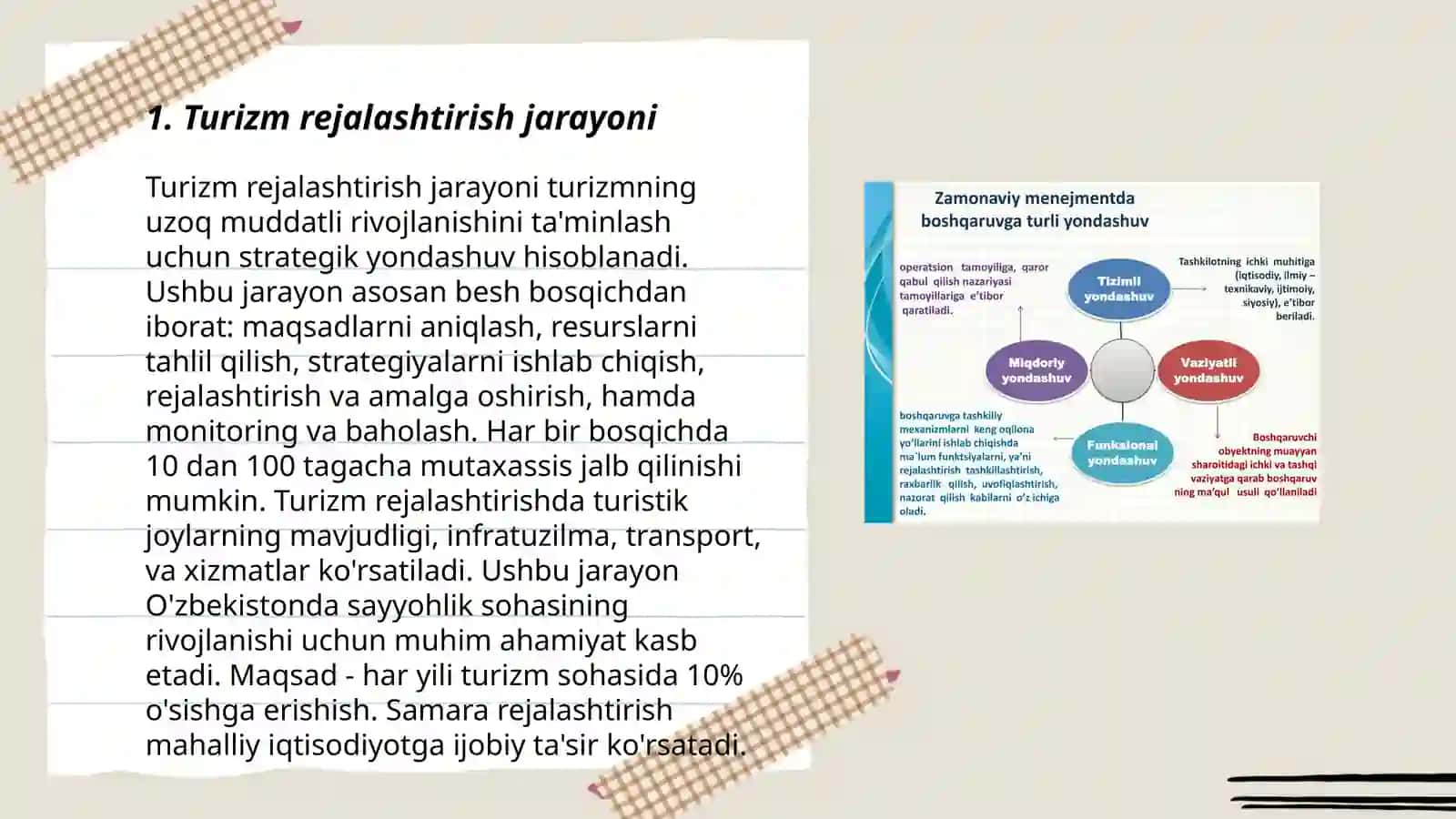 Turizm industriyasida boshqaruvli rejalashtirishning usullari 3