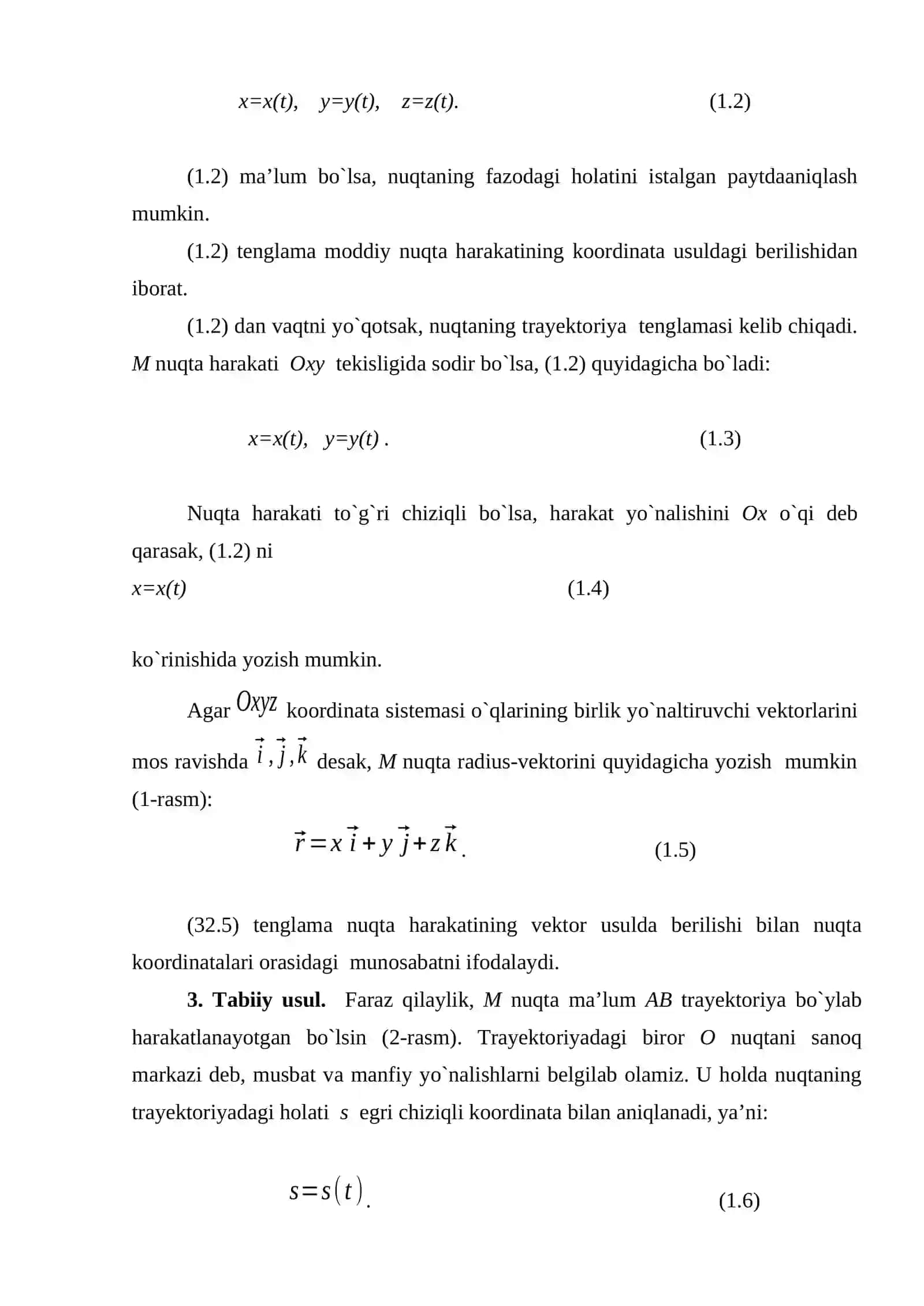 MODDIY NUQTA KINEMATIKASI, NUQTANING TEZLIGI VA TEZLANISHI 3