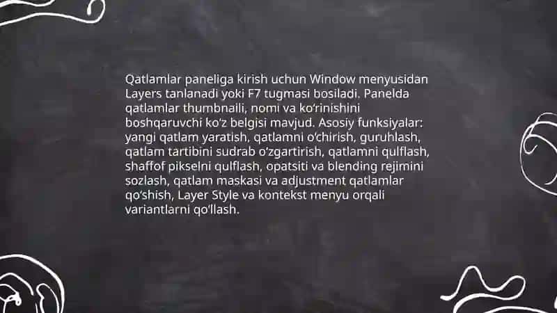 Adobe Photoshopda qatlamlar (layers) bilan ishlash texnikasi 3