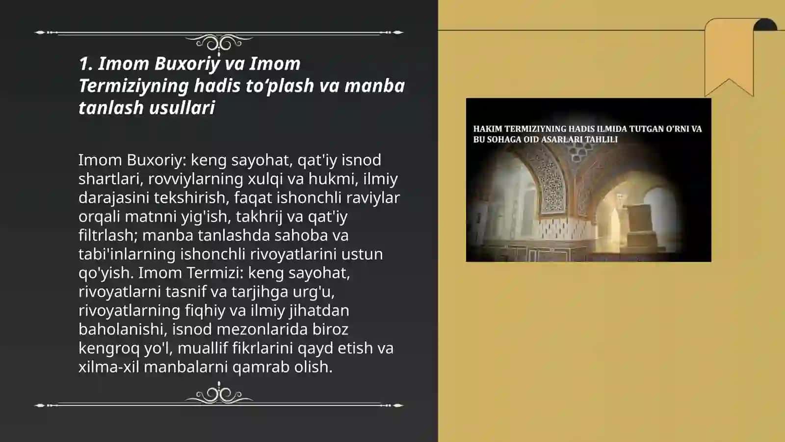 Imom Buxoriy va Imom Termiziyning hadis ilmiga qo’shgan hissalarini qiyosiy tahlili 3