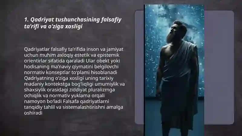 Falsafa: Qadriyat Tushunchasining ma'nosi va uning umumiy tavsifi 3