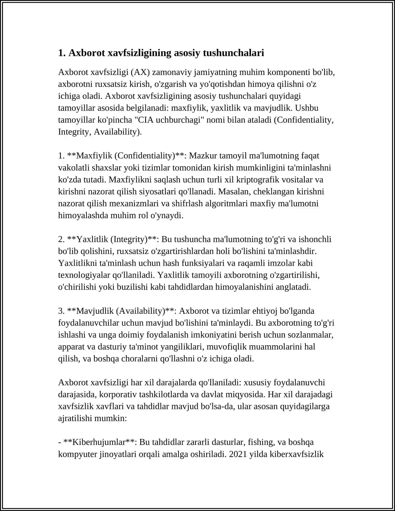 MUSTAQIL ISH Mavzu: AXBAROT XAVSIZLIGI 3