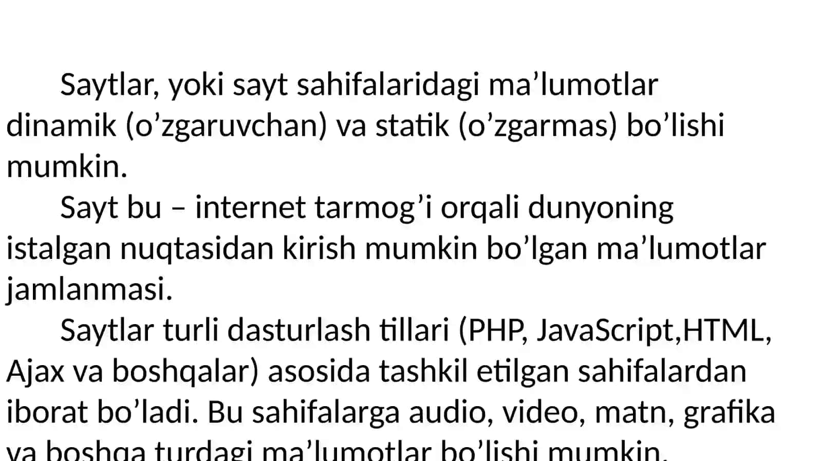 Saytlar va dasturlar 3