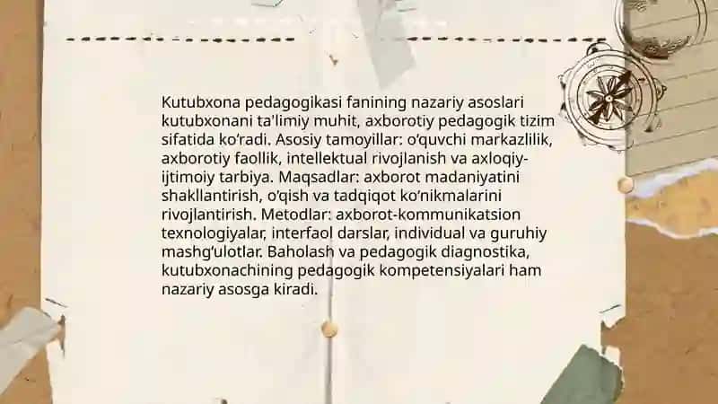 Kutubxona pedagogikasi fan sifatidaligi boyicha konspekt tuzish 3