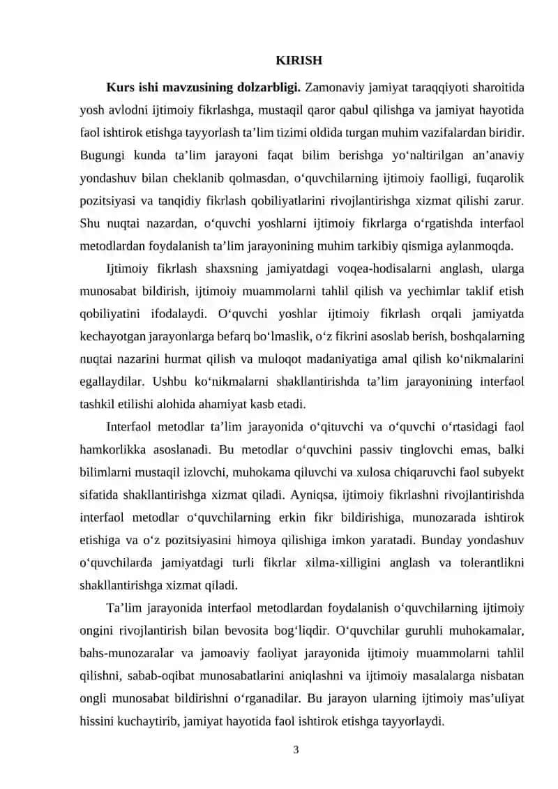 O'QUVCHI YOSHLARNI IJTIMOIY FIKRLARGA O'RGATUVCHI INTERFAOL METODLAR VA QO'LLASH USULLARI 3