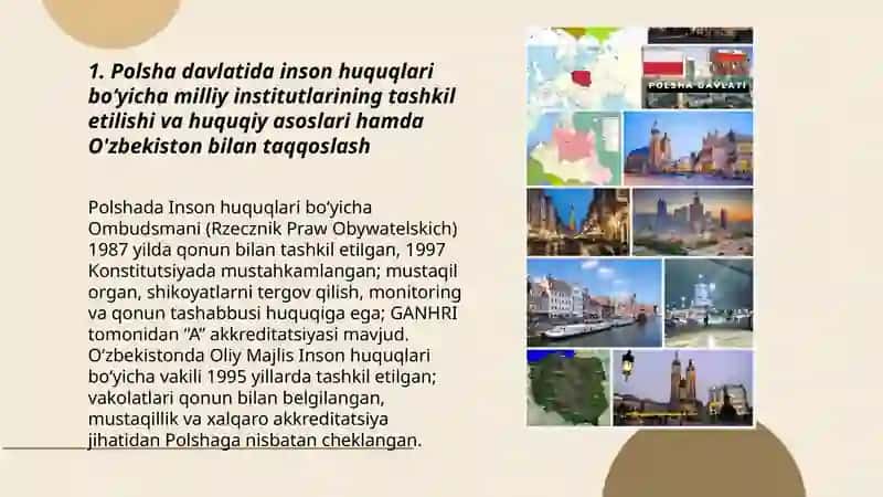 Polsha davlatida inson huquqlari boʻyicha milliy institutlar, nodavlat tashkilotlar hamda O'zbekiston bilan taqqoslash 3