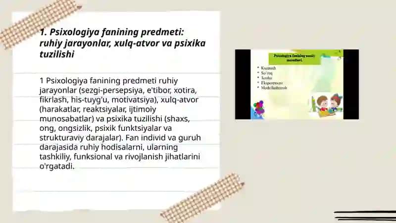 Psixologiya fanining predmeti va rivojlanish tarixi 3