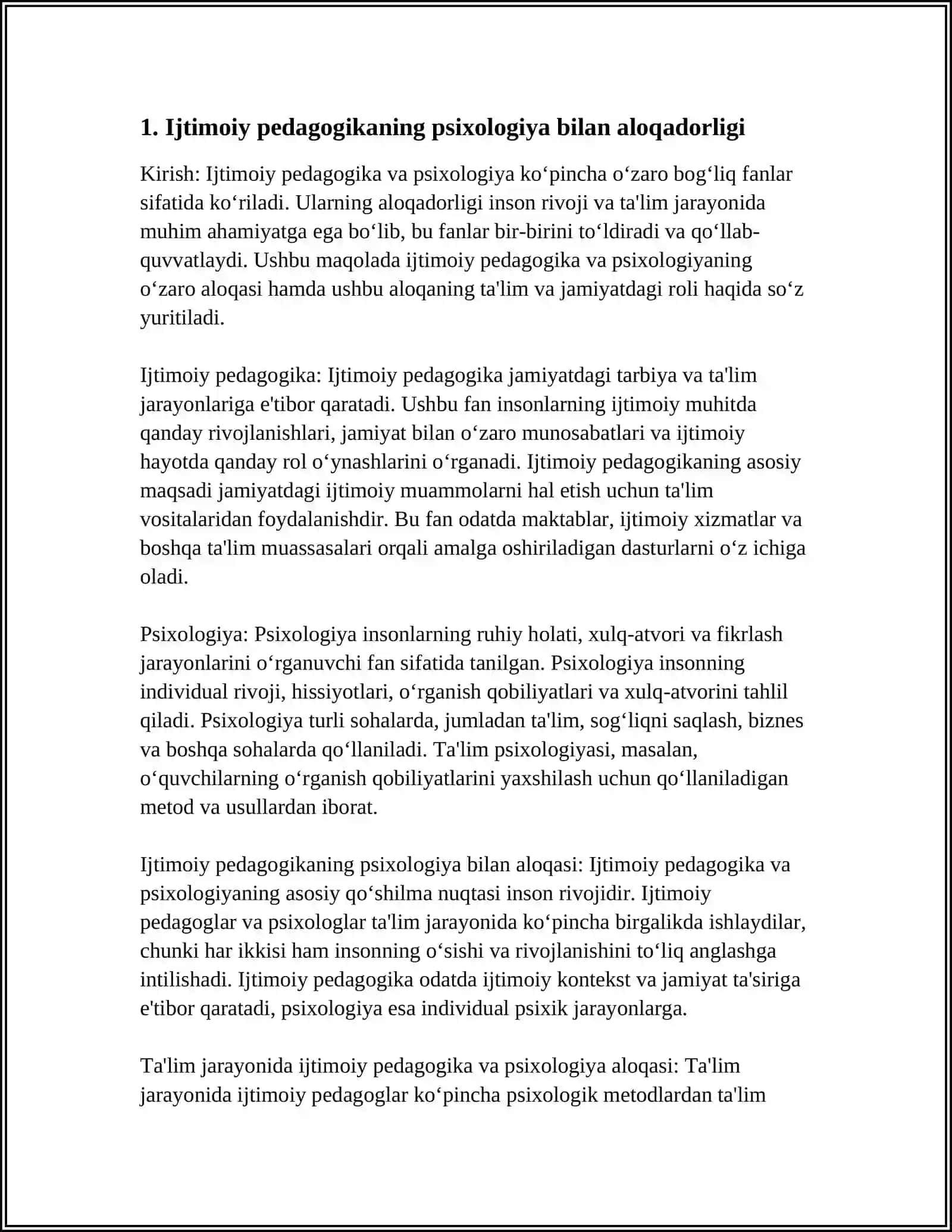 IJTIMOIY PEDAGOGIKANING BOSHQA PEDAGOGICAL FANLAR BILAN ALOQADORLIGI 3