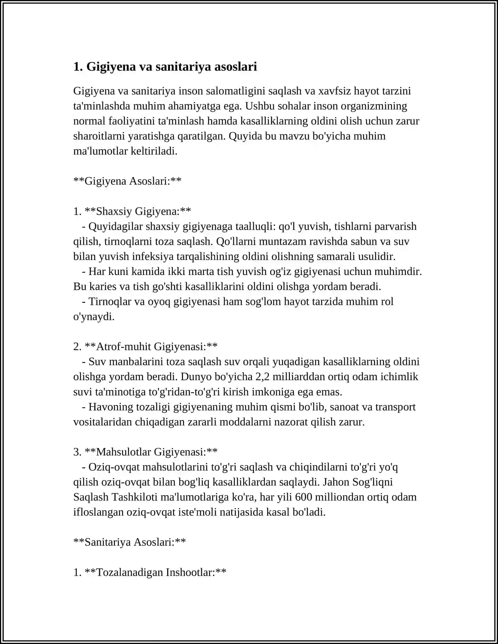 GIGIYENIK MEYORLASHTIRISH VA REGLAMNETLASHTIRISH 3